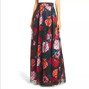 Eliza J Swiss Dot & Floral Print Ball Skirt  (size 10)